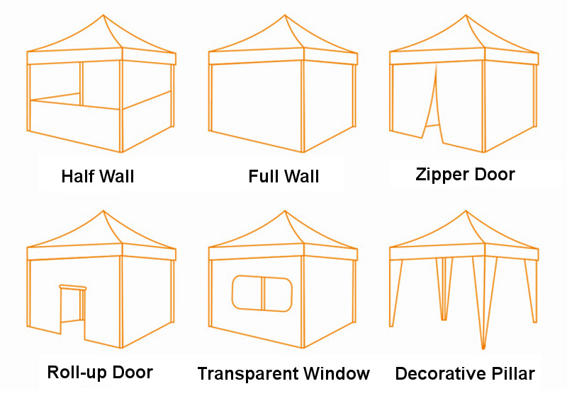 Wall styles of pop up tent
