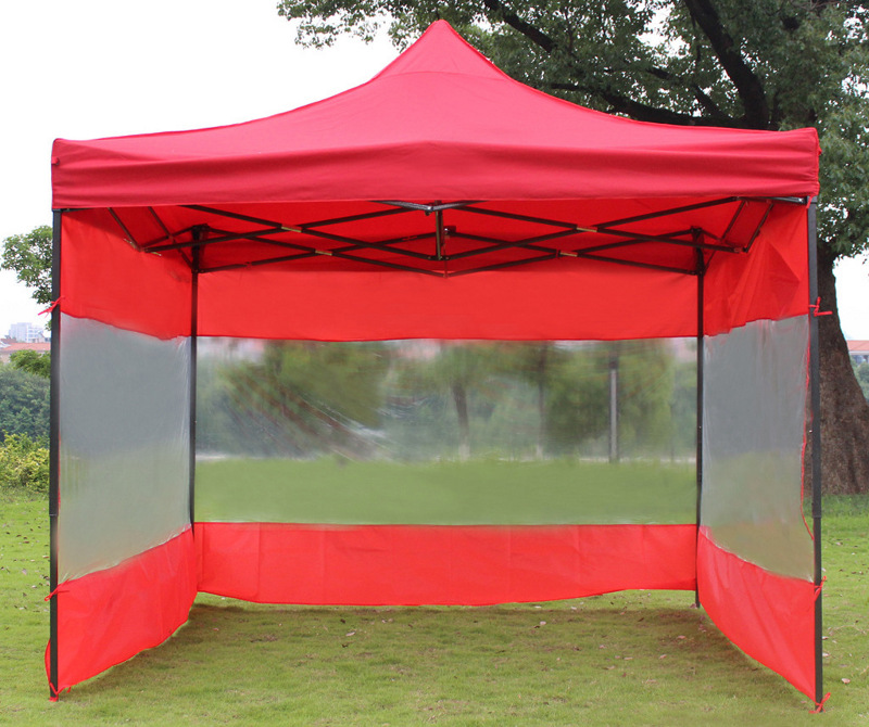 Custom red pop up tent with transparent side walls