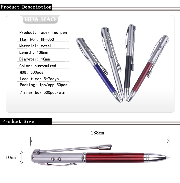 Metal Ballpoint Pen with Laser Pointer & LED light