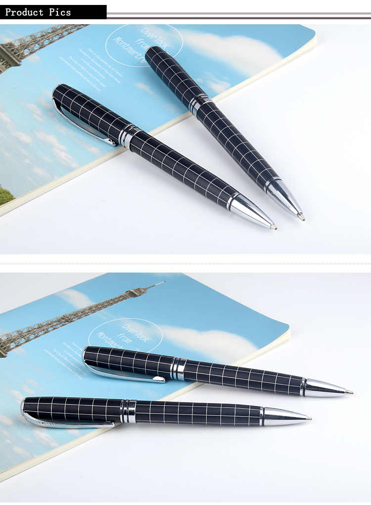Grid Metal Ballpoint Pen