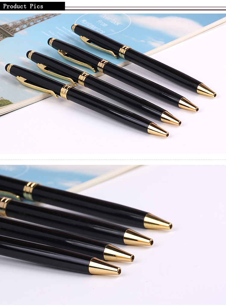 Thin Metal Ballpoint Pen with Stylus Tip