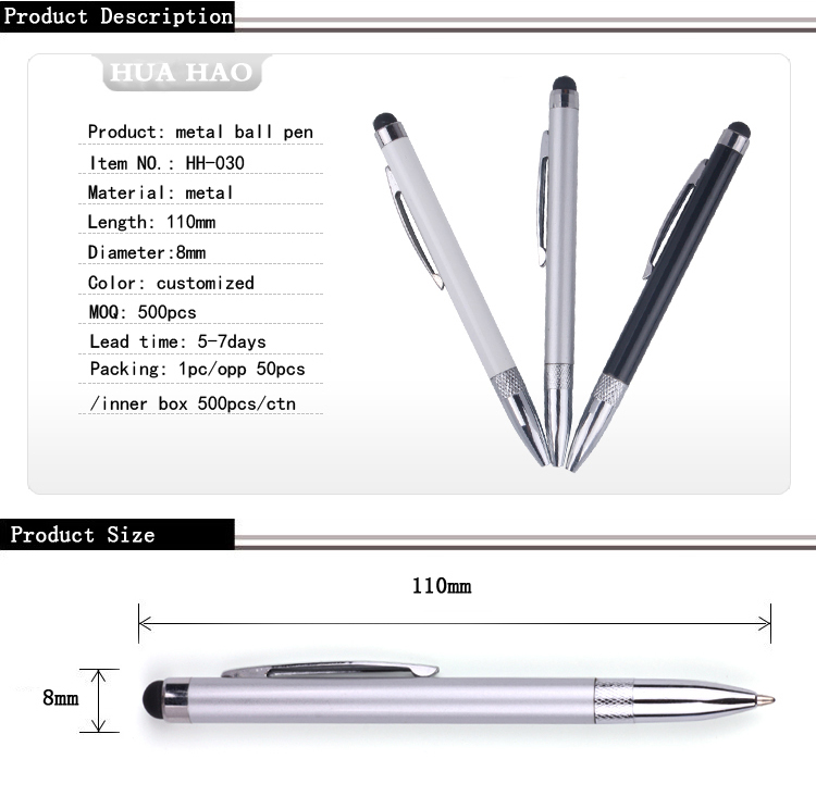 Metal Ballpoint Pen with Stylus Tip