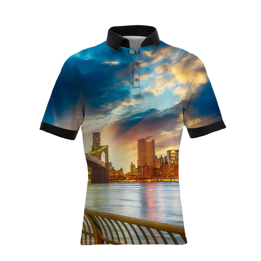 custom polo shirt all-over printing no minimum short sleeve company business work logo Picture