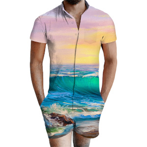 custom all-over printed men's romper shorts no minimum