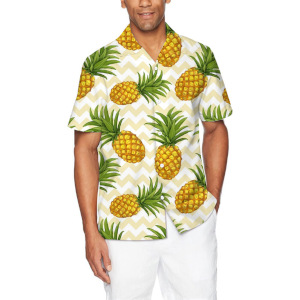 custom all-over printed men's notch camp collar shirts no minimum button short sleeve