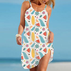 custom all-over printed women's sling beach dress no minimum