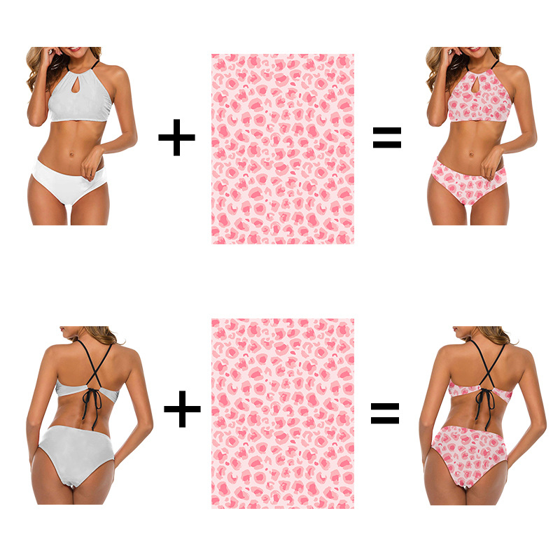 custom swimsuit bikini halter string high neck all-over printing no minimum design your own photo swimwear