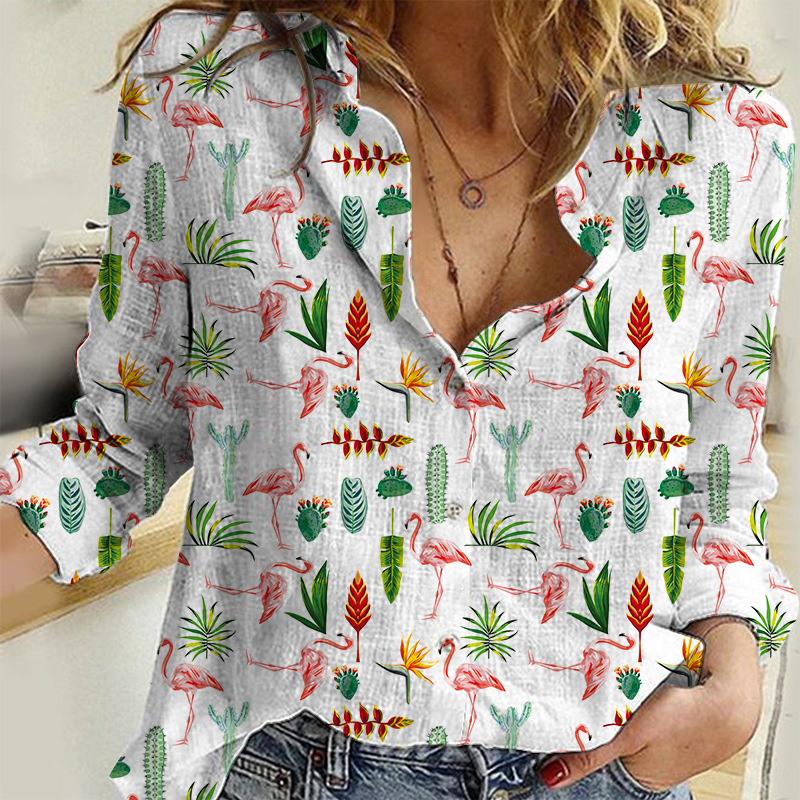 custom women's casual long sleeve button up shirt summer floral top no minimum