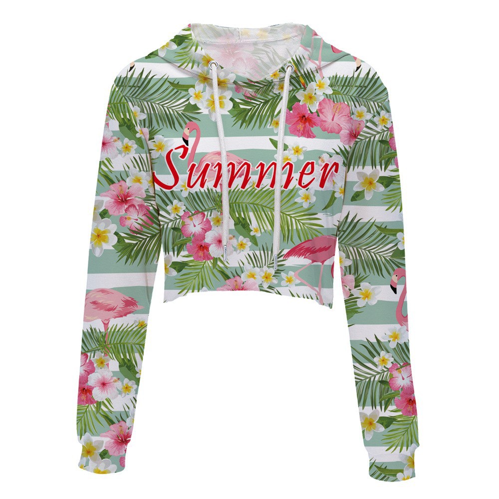 custom crop hoodie top women personalized all-over printing no minimum design your own pullover