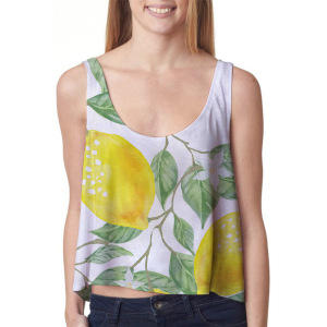 custom all-over printed women's sleeveless crop top no minimum