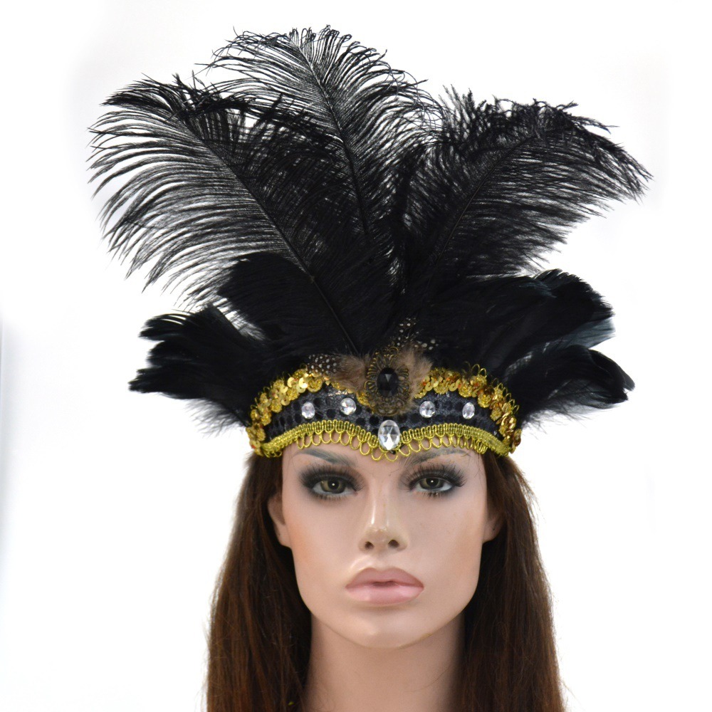 Feather headband wholesale, custom made black feather tiara