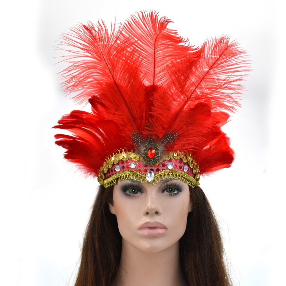 Feather headband wholesale, custom made red feather tiara