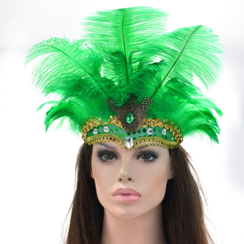 Feather headband wholesale, custom made green feather tiara