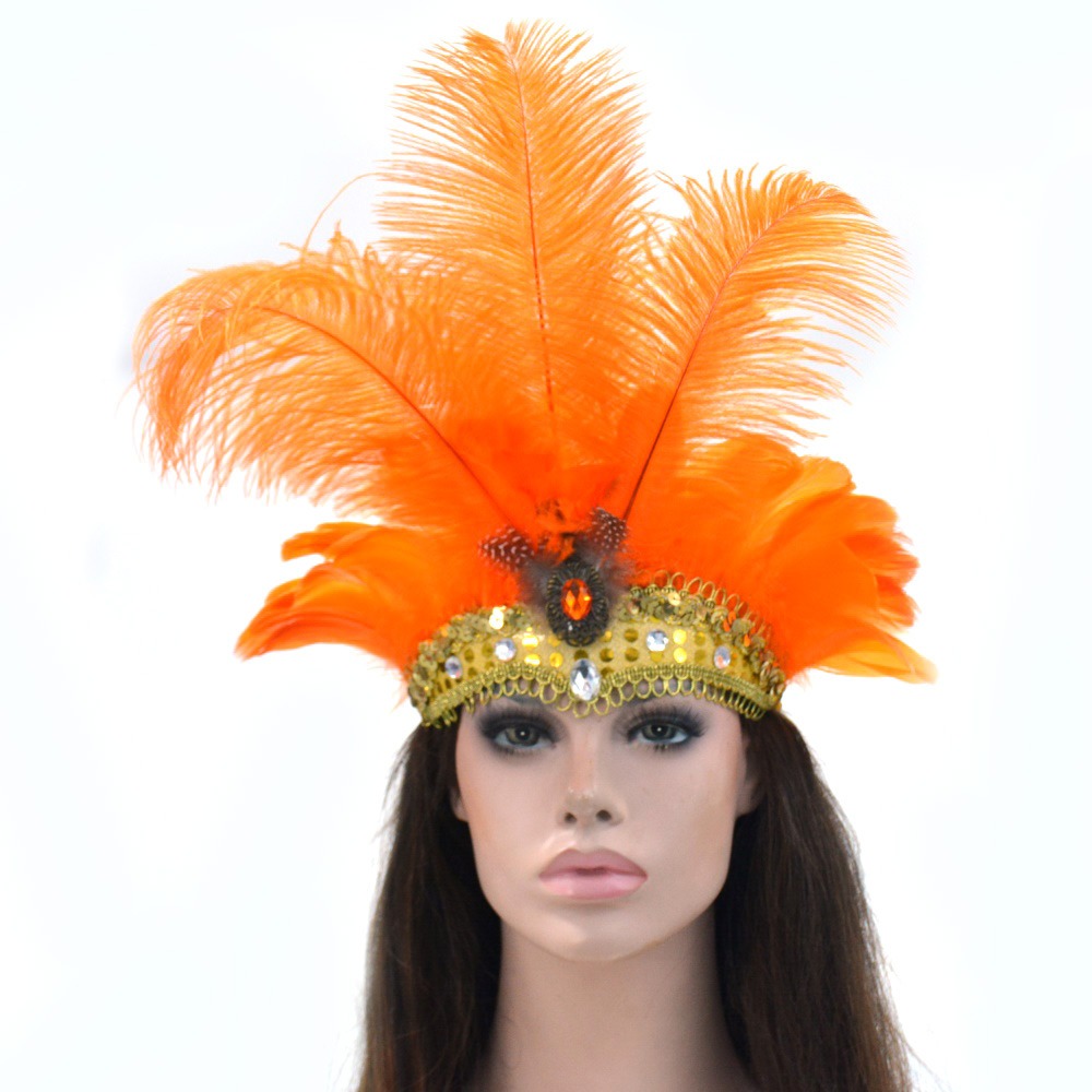 Feather headband wholesale, custom made orange feather tiara
