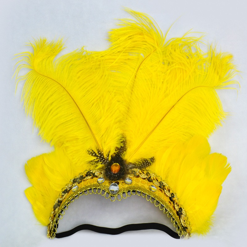 Feather headband wholesale, custom made yellow feather tiara