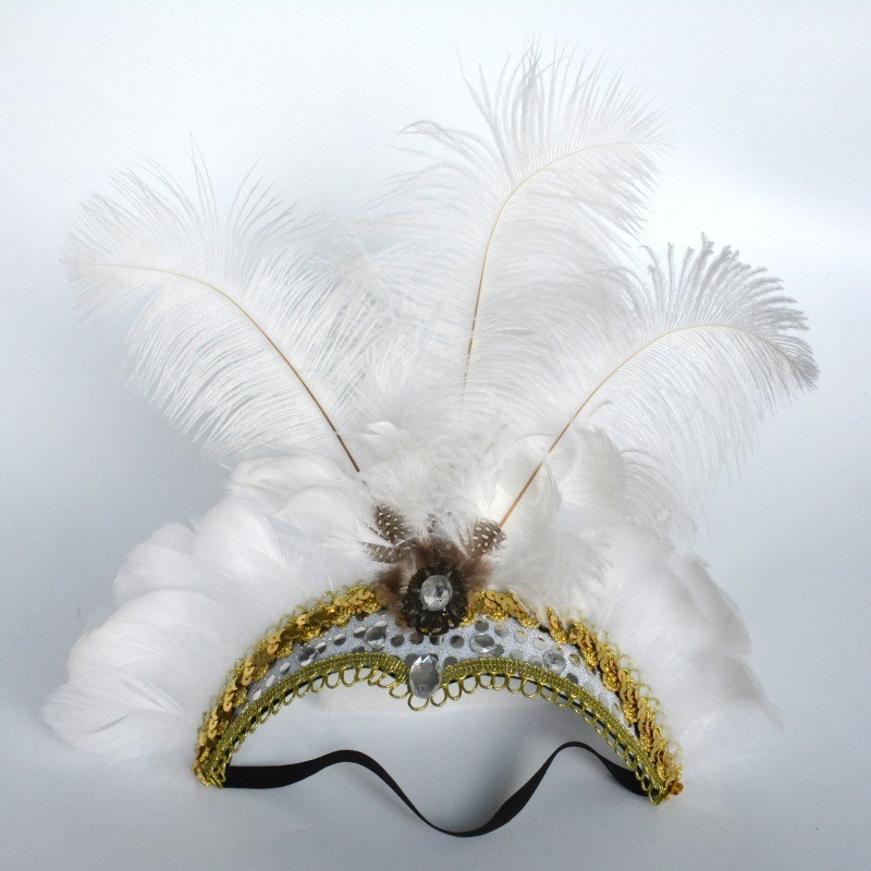 Feather headband wholesale, custom made white feather tiara
