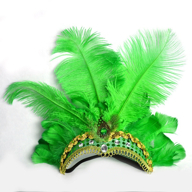 Feather headband wholesale, custom made green feather tiara