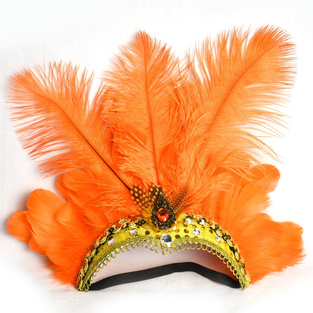 Feather headband wholesale, custom made orange feather tiara