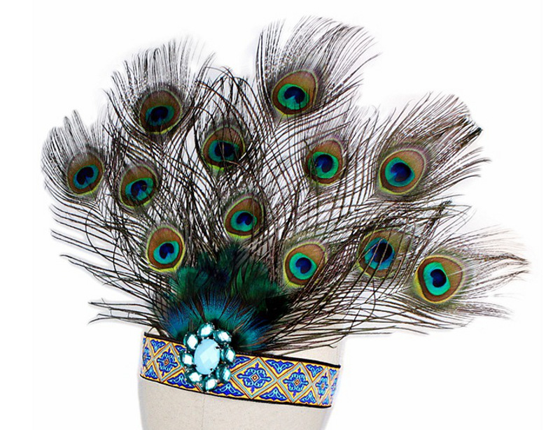 Flapper peacock feather headband wholesale, custom made hair band