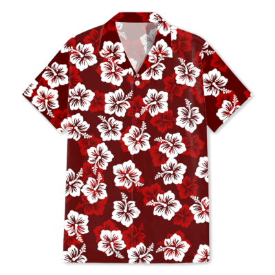 Hawaiian shirt pattern floral image flower picture dark red white design background free download