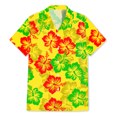 Hawaiian shirt pattern floral image flower picture yellow red green design background free download