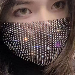 crystal rhinestone diamond mesh face_mask