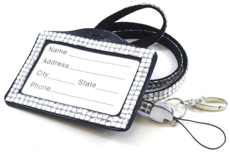 custom diamante lanyard with name badge holder