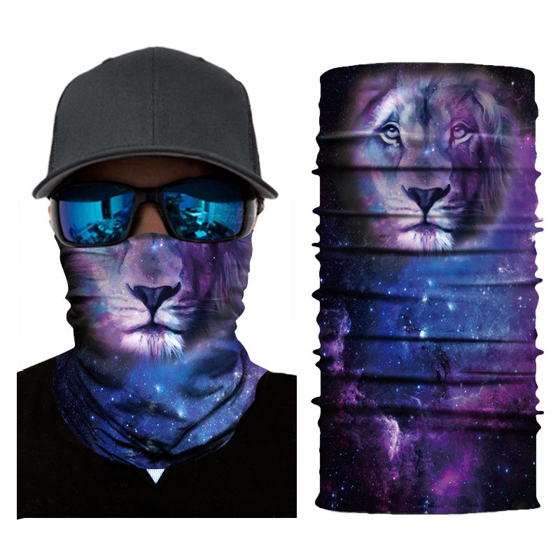 starry lion animal neck gaiter sun UV protection tube face mask warmer wholesale