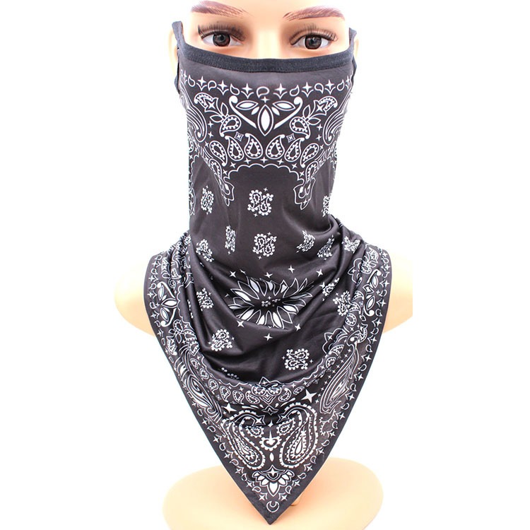 black neck gaiter face bandana mask ear loop uv sun block wind dust protection