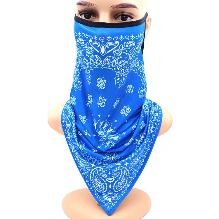 blue face bandana mask ear loop best neck gaiter uv sun block wind dust protection triangle