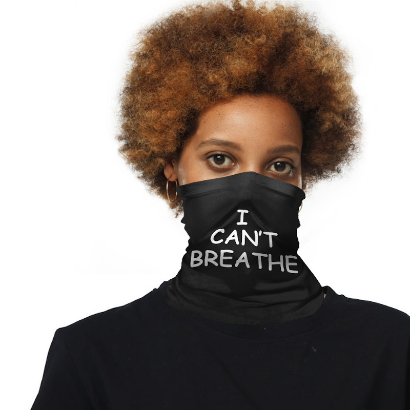 i can't breathe neck gaiter face mask slogan protest march demonstration