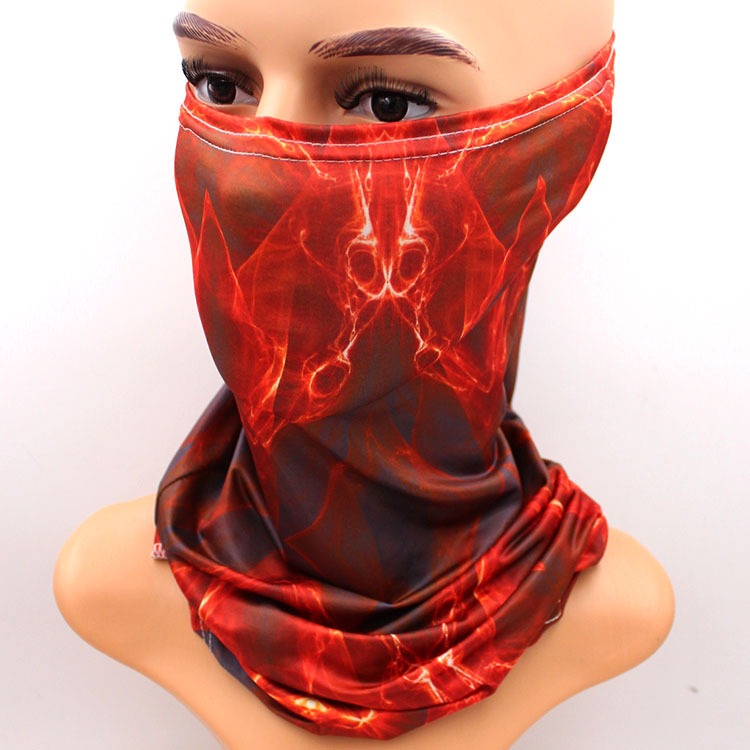 cool flame fire neck gaiter sun UV protection face mask breathable lightweight cooling