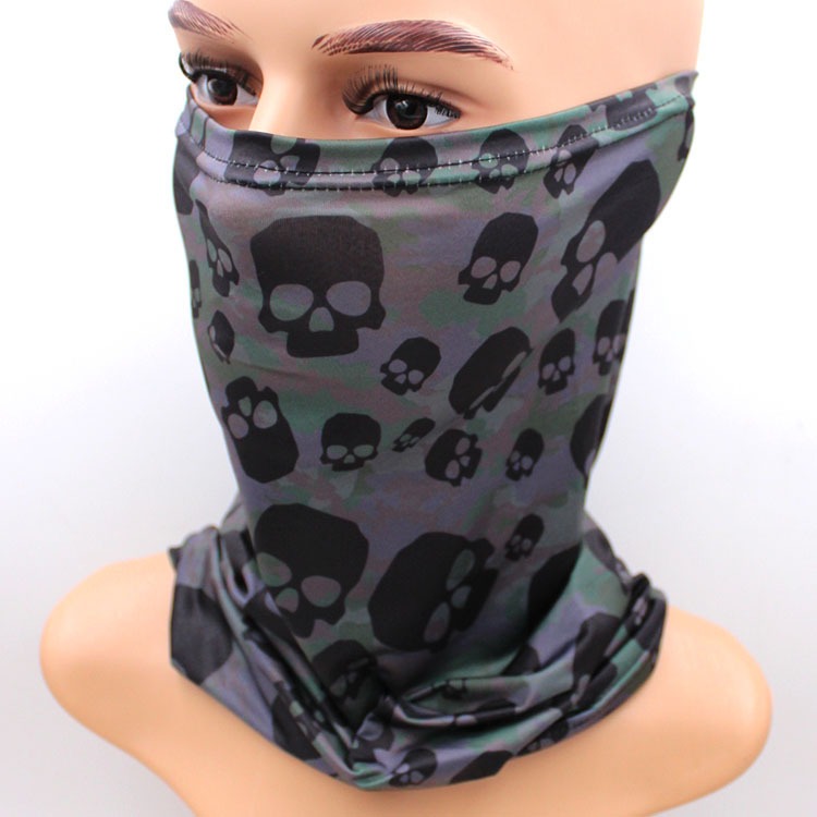 skull cooling neck gaiter sun block UV protection face mask ice silk