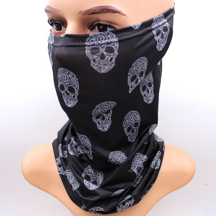 skull cooling neck gaiter sun block UV protection face mask ice silk