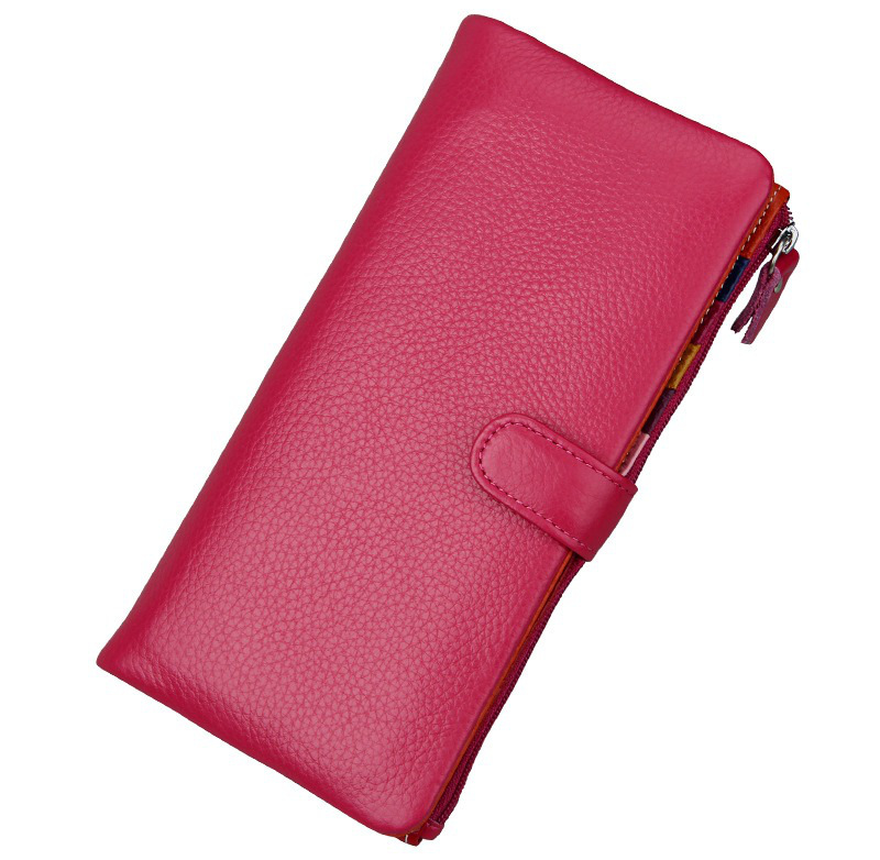 rose red genuine leather clutch wallet, rfid blocking, lady, women, wholesale