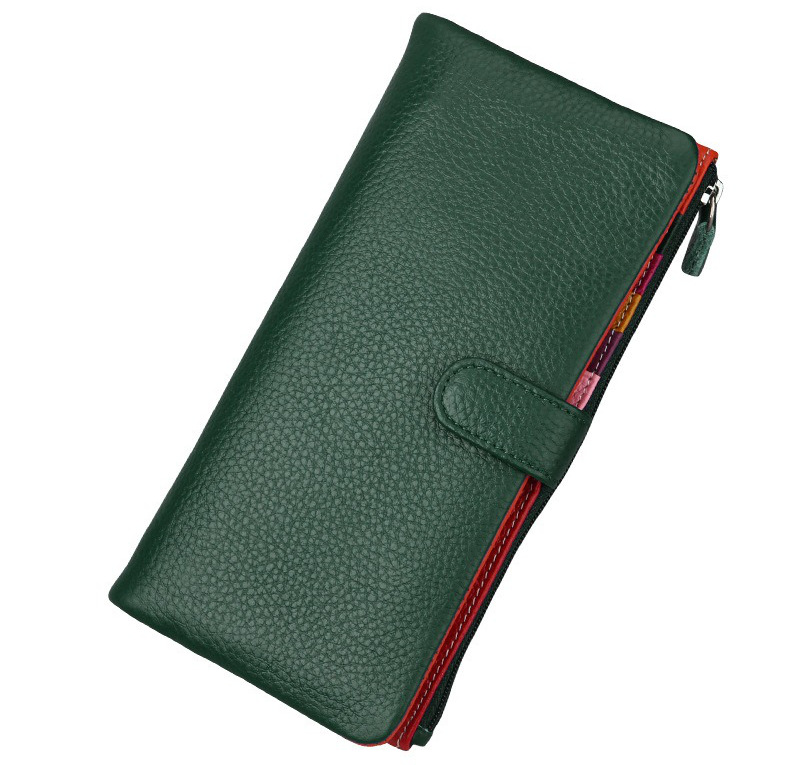 green genuine leather clutch wallet, rfid blocking, lady, women, wholesale