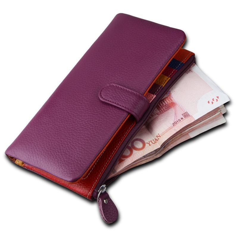 purple genuine leather clutch wallet, rfid blocking, lady, women, wholesale