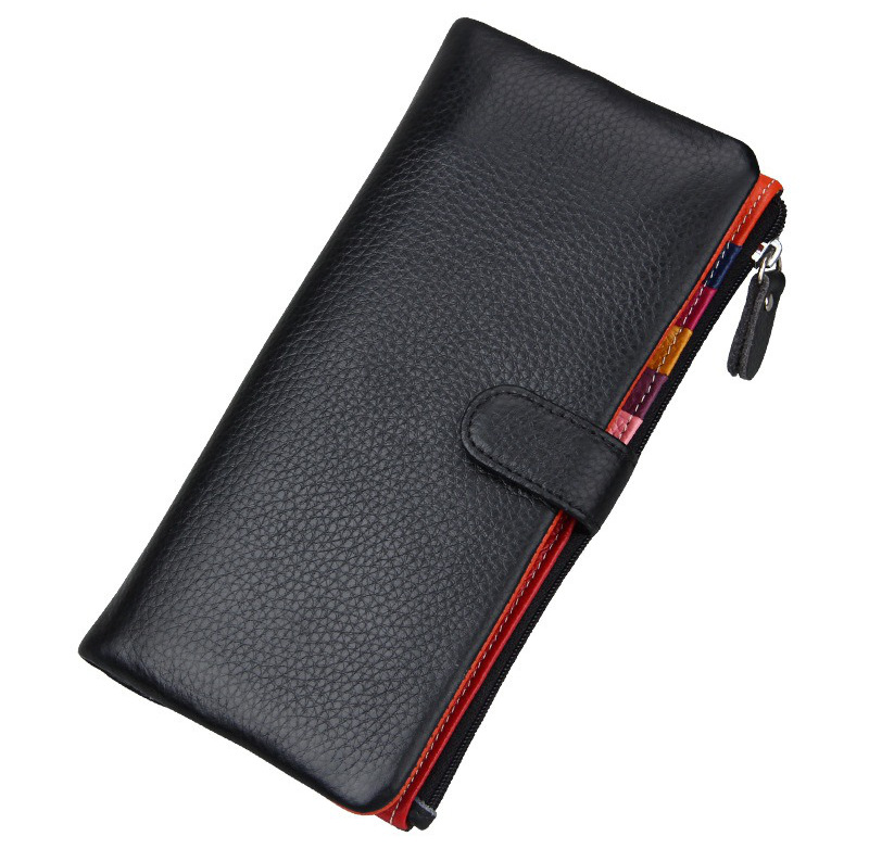 black genuine leather clutch wallet, rfid blocking, lady, women, wholesale
