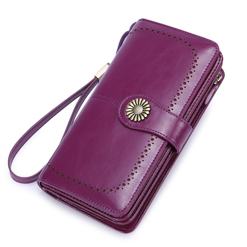 colorful leather wallet for women, genuine cow split leather, rfid blocking, wholesale