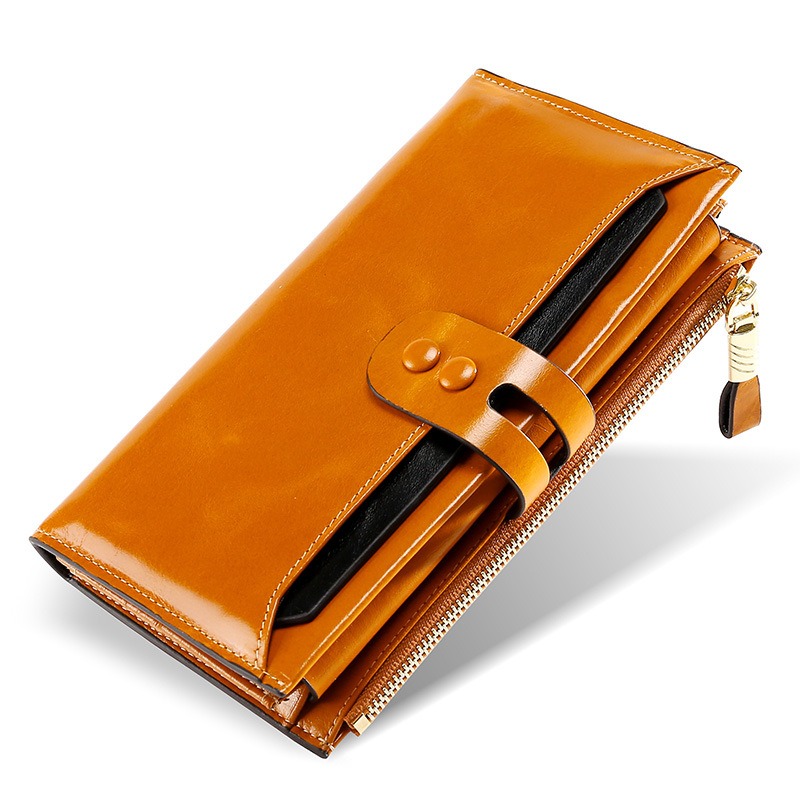 modern lady women genuine leather clutch wallet rfid blocking anti theft wholesale