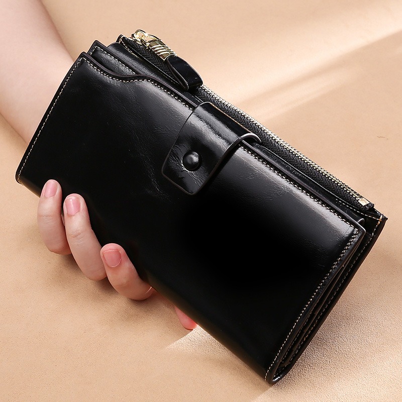 black lady women genuine leather clutch wallet rfid blocking wholesale