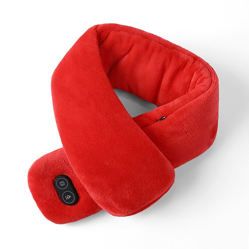 red heated vibration massage scarf care neck warmer