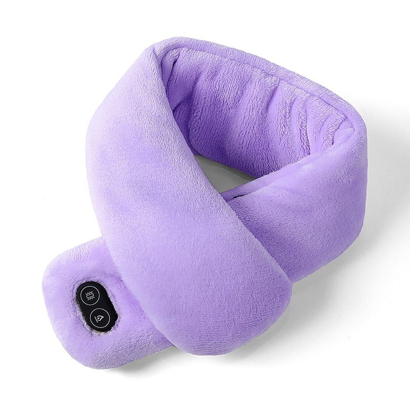 Purple heated vibration massage scarf care neck warmer