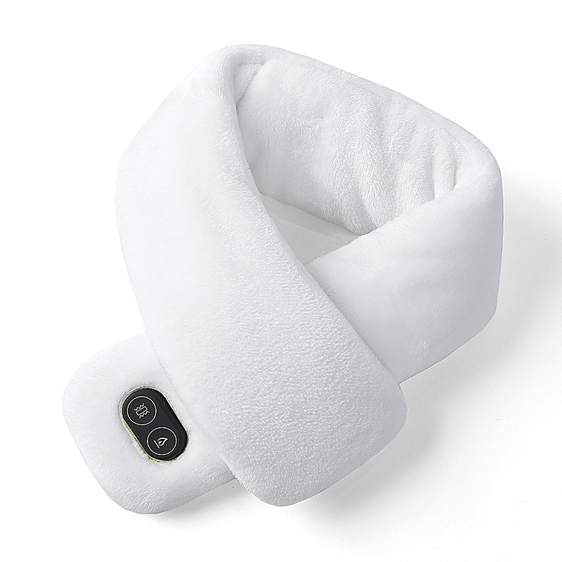 white heated vibration massage scarf care neck warmer