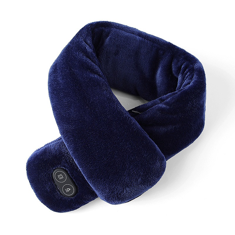 dark blue heated vibration massage scarf care neck warmer