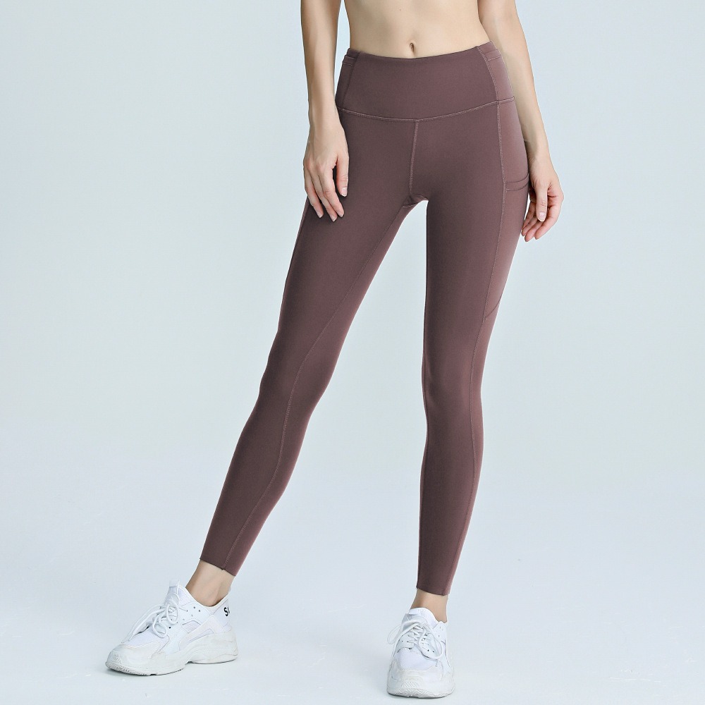 dark grayish red running leggings with phone pockets yoga pants gym workout