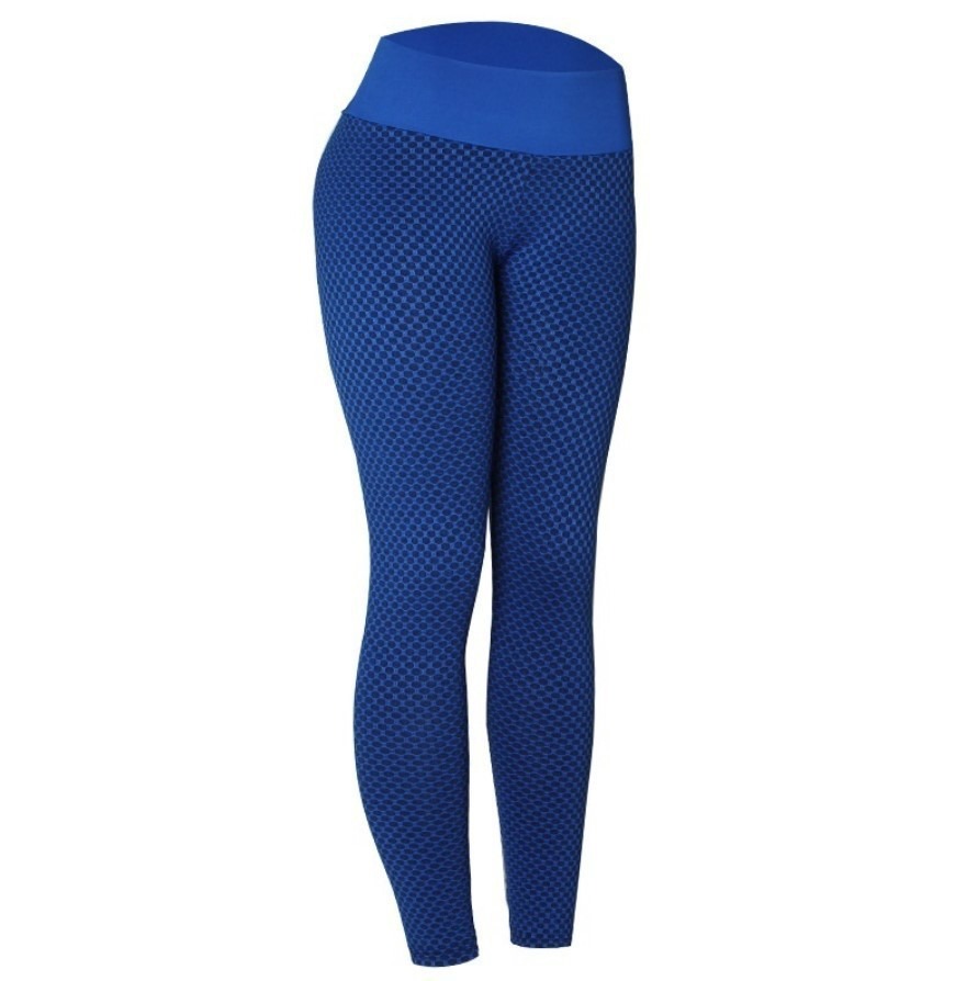 blue TikTok leggings honeycomb butt lifting high waist yoga sports pants wholesale