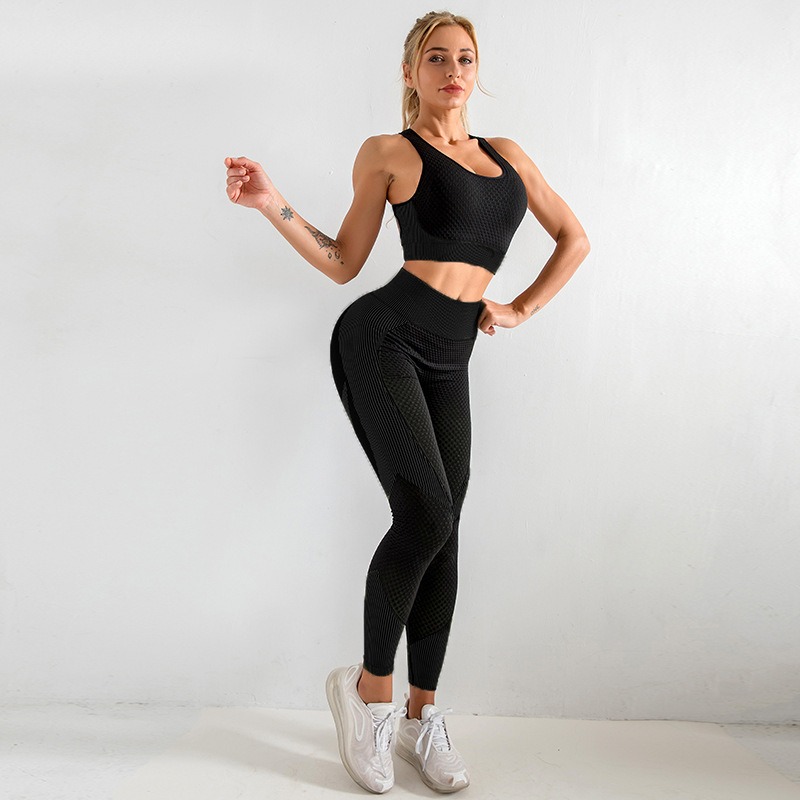 workout outfit set 2 pieces sports bra yoga butt lifting leggings wholesale