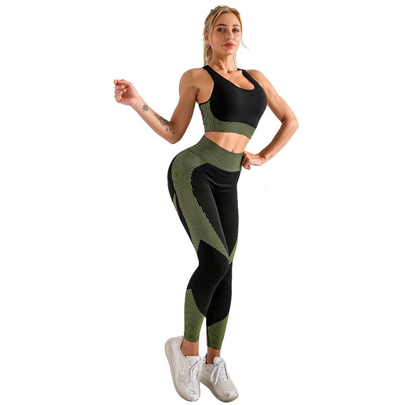 3 pieces workout outfit set top sports bra yoga leggings wholesale