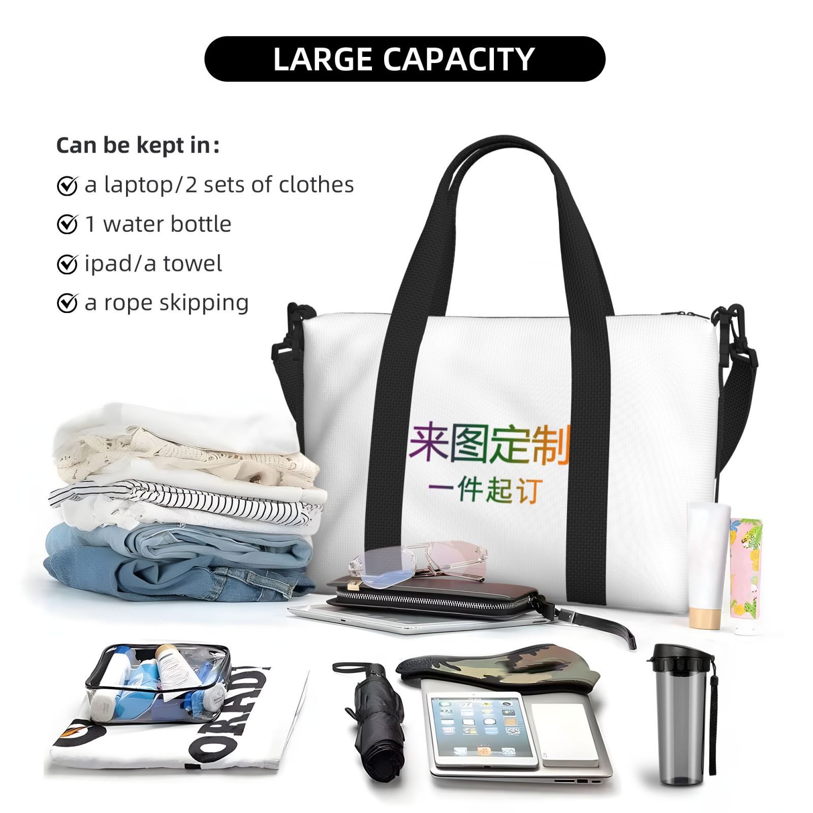 custom tote bag no minimum personalized all over photo printed branded shoulder travel bag crossbody handbag duffle